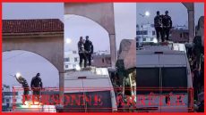 شخص يعتلي سيارة شرطة بالجديدة والامن يتدخل